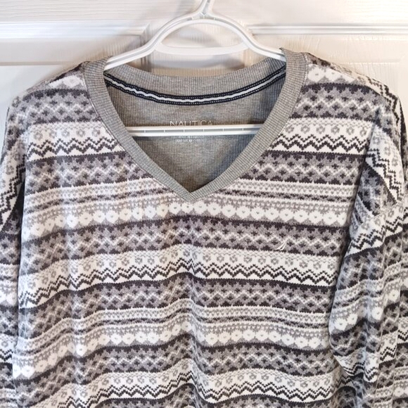 Nautica Fleece Pajamas Pajama Set 2-Piece Cozy Winter Gray Women's Size M NWOT - Picture 6 of 16